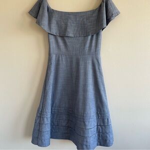 Banana Republic Chambray Off The Shoulder Knee Length Dress Size 4